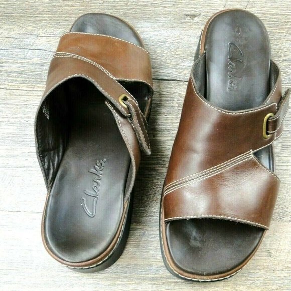 clarks sandals womens brown